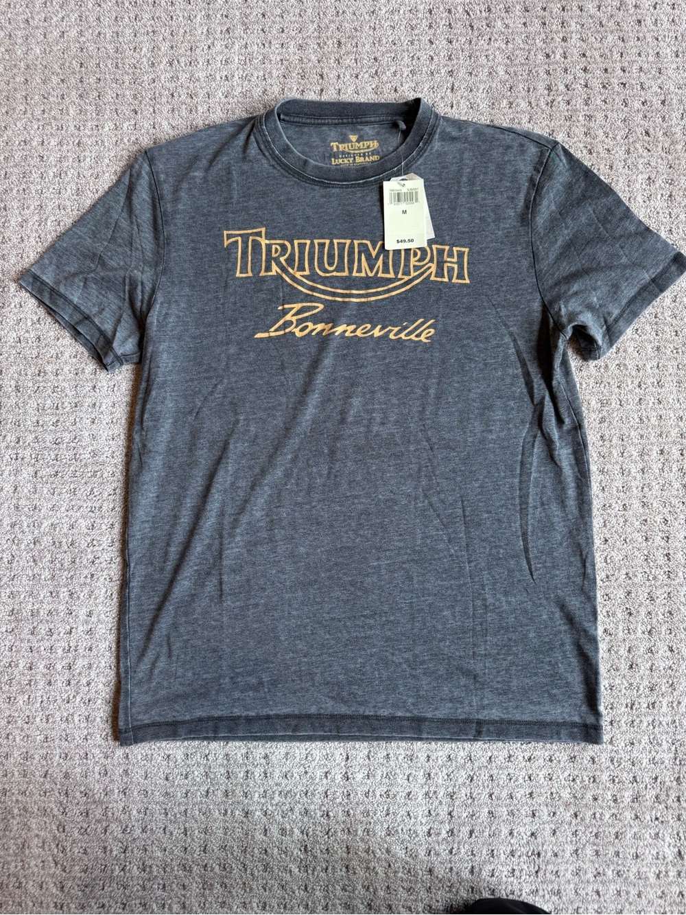Triumph Charcoal Short-Sleeve Tee with Gold Bonneville Logo